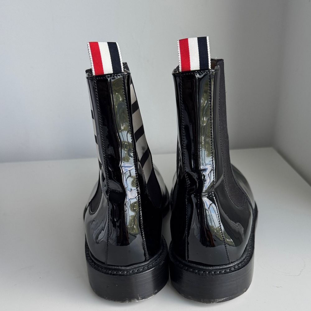 Thom Brown Unisex patent leather slip on boots elastic band. No box. - Picture 7 of 11